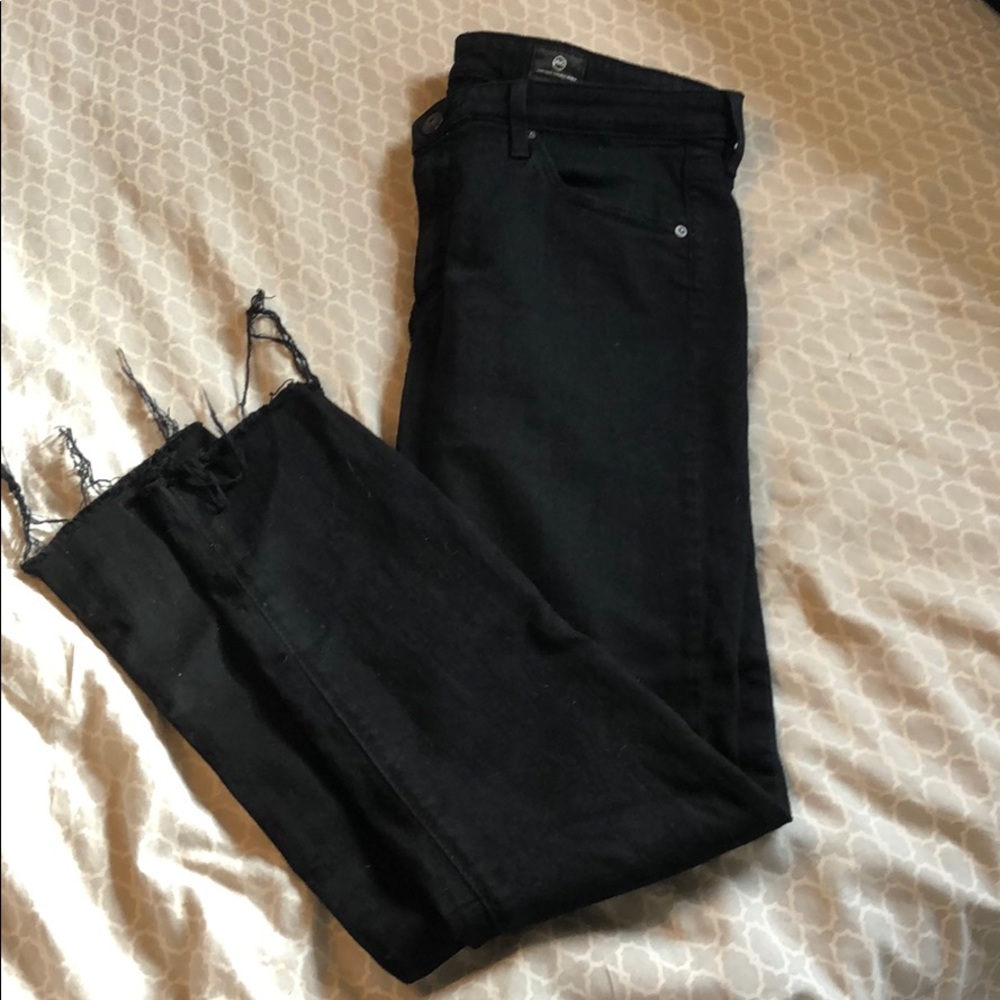 Super Black AG Jeans with frayed hem